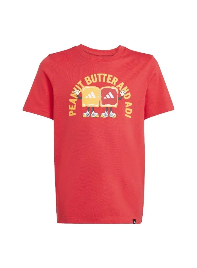 Adidas J Food T Red Graphic Tee (Short Sleeve) T-Shirts For Kids
